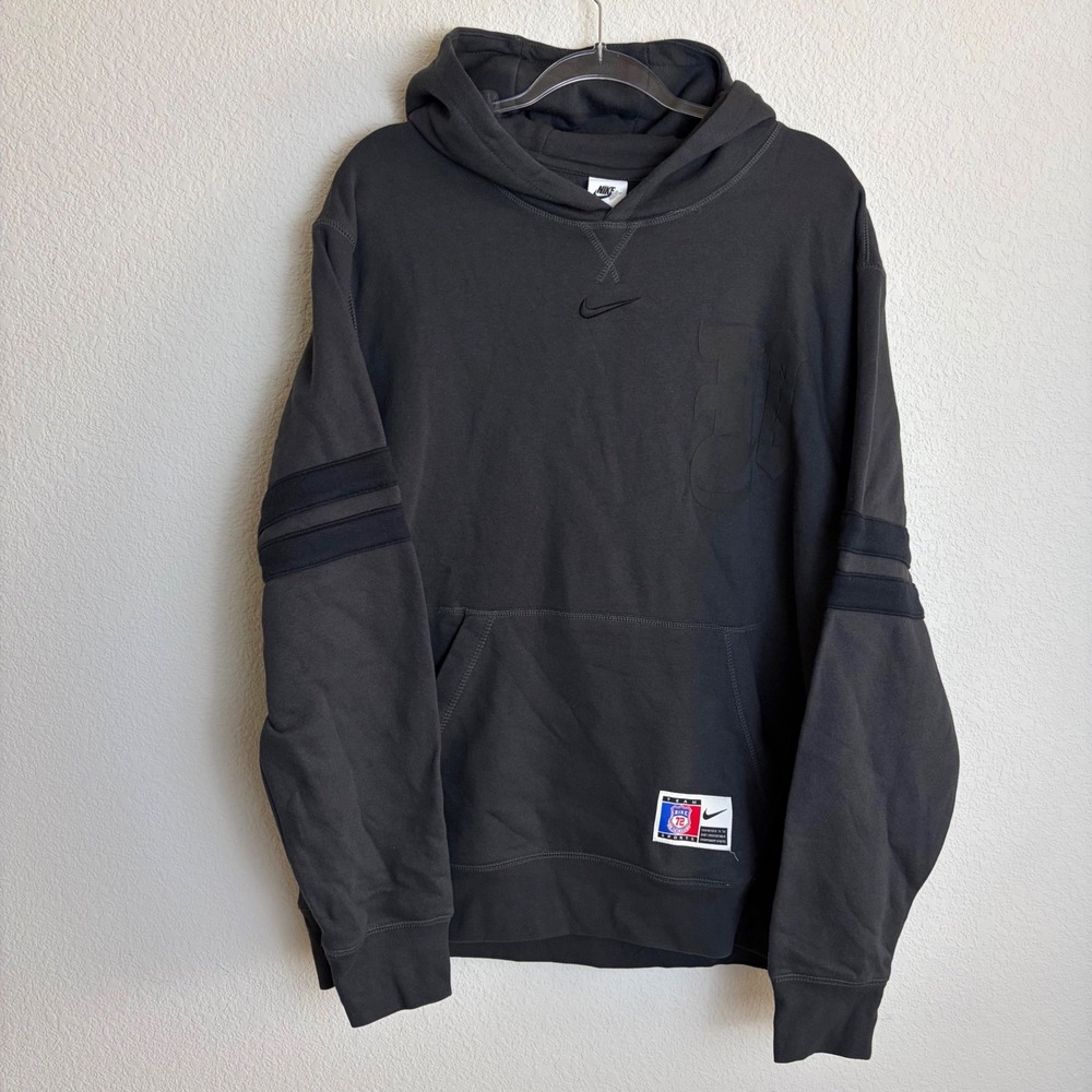 NEW Nike Men Team Sports Hoodie Anthracite Gray Black XL Stripe Pockets Athletic